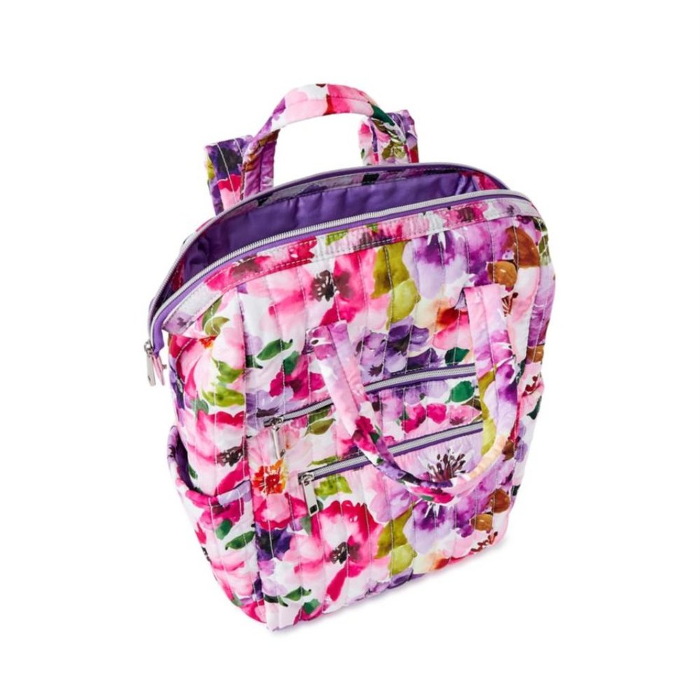 Floral Quilted Backpack Tote - Pink Multi - Picture 2 of 5